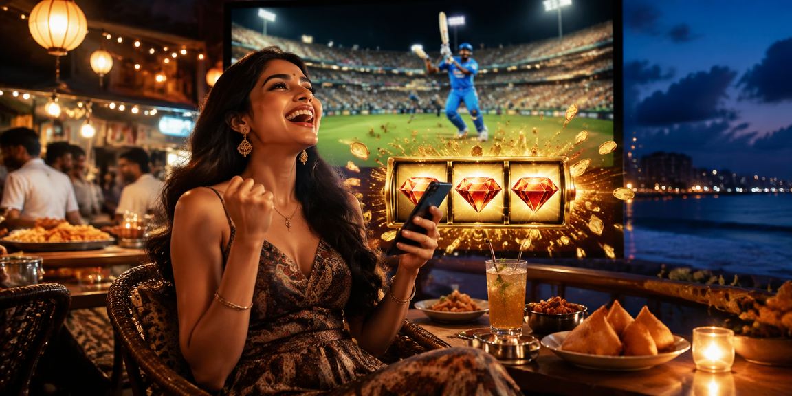 Cricket betting scene in an Indian night market